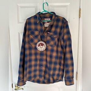 DIXXON “The Eddie” Blue and Brown Plaid Casual Button Down Shirt w/ Tag/Sticker